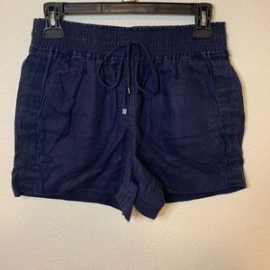Loft Navy Drawstring Linen Shorts